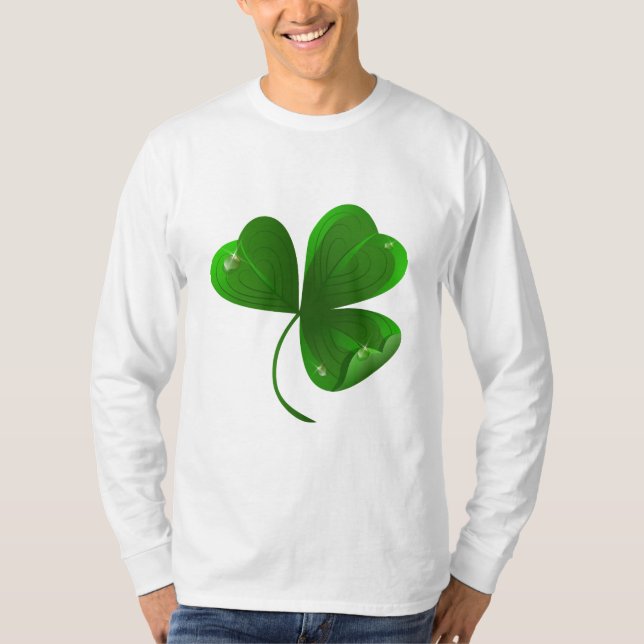 Men’s long sleeve shirt with shamrock (Front)