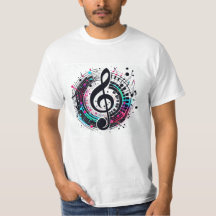 Men’s Rainbow Music Note Futuristic Fun T-Shirt