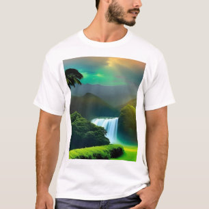 Men’s white T-shirt medium beautiful tropical 