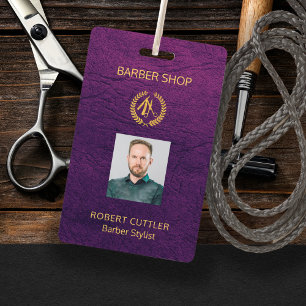 Men salon barber personalised employee photo id badge