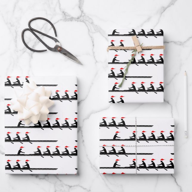 Men Santa Hat Rowing Rowers Crew Team #4 Wrapping Paper Sheet (Front)