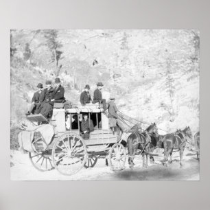Men Sitting on a "Deadwood Coach" Photograph Poster