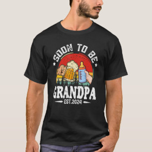 Men Soon To Be Grandpa 2024 Retro Pregnancy Announ T-Shirt