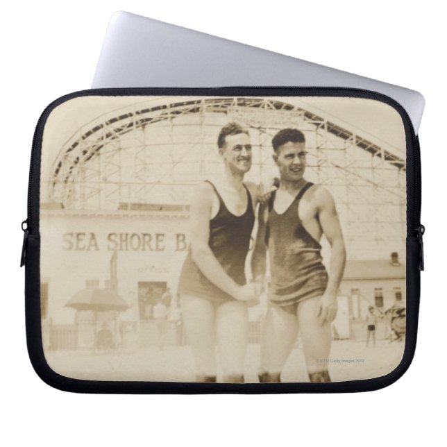 Men Standing on Beach Laptop Sleeve (Front)