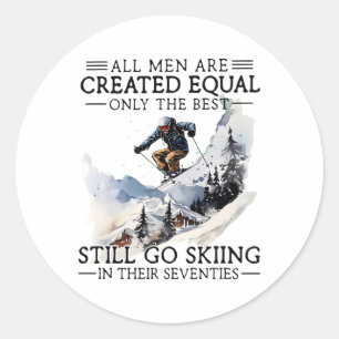 Men Still Go Skiing 70 Winter Sports Lover Skier Classic Round Sticker