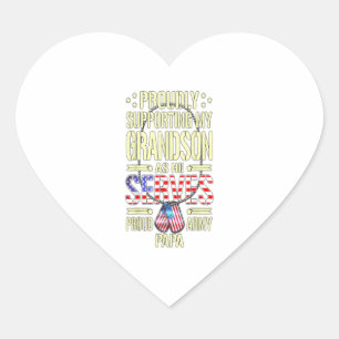 Men supporting my grandson as he serves proud gift heart sticker