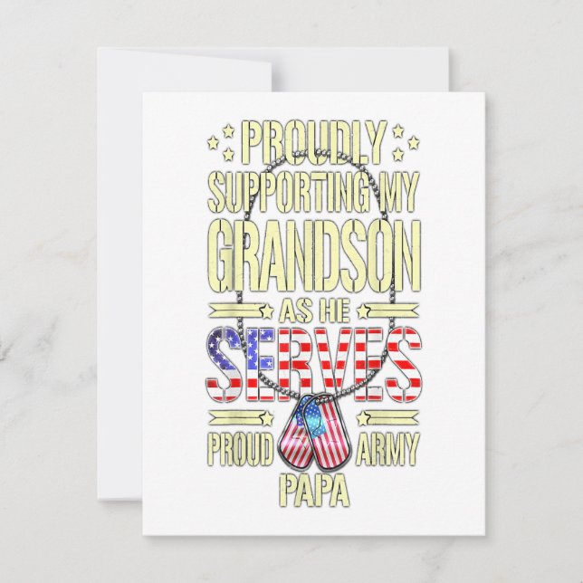 Men supporting my grandson as he serves proud gift invitation (Front)