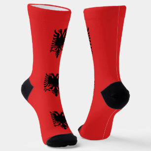Men sustainable crew socks with flag of Albania