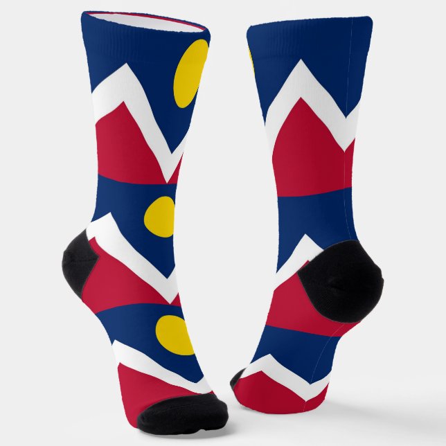 Men sustainable crew socks with flag of Denver (Angled)