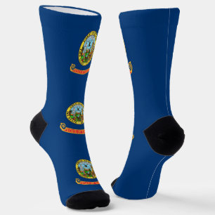 Men sustainable crew socks with flag of Idaho