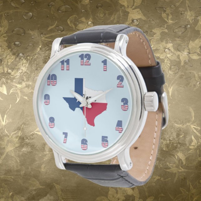Men Texas Patriotic Colour Numbers Black Wrist Watch (Creator Uploaded)