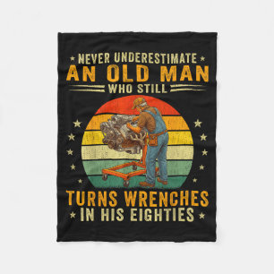 Men turn wrenches in eighties 80s funny mechanic fleece blanket