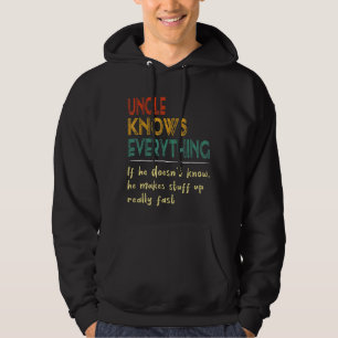 Men Uncle Knows Everything Retro Vintage Fathers D Hoodie