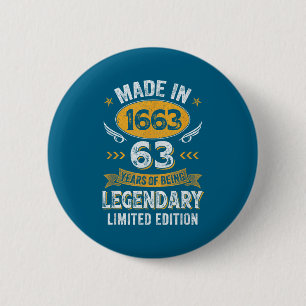 Men Vintage 1963 63 Old Birthday 6 Cm Round Badge