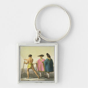 Men Wearing Ceremonial Ponchos in Santiago, Chile Key Ring