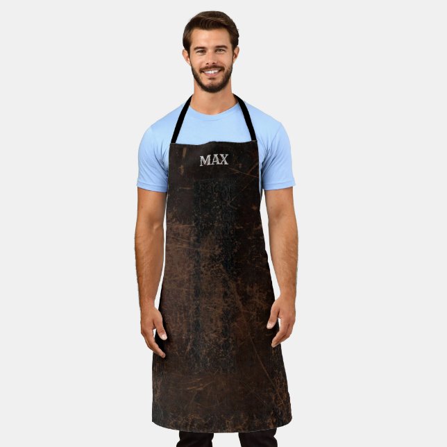 Men Who Cook Faux Vintage Leather Personalized Apron (Worn)
