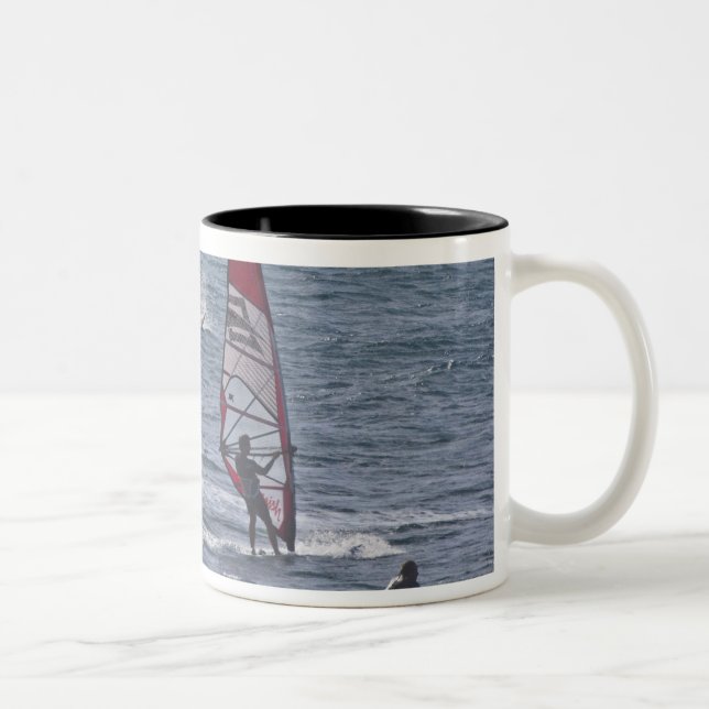 Men windsurfing Two-Tone coffee mug (Right)