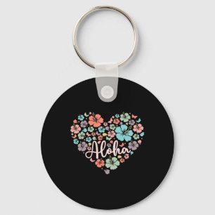 Men Women Aloha Hawaiian Family Vacation Flower He Key Ring