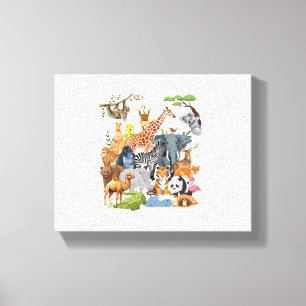Men Women and Kids Wildlife Zoo Day Party Cute 22  Canvas Print