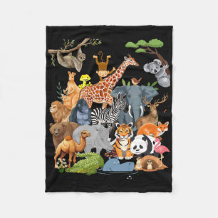 Men Women And Kids Wildlife Zoo Day Party Cute 22  Fleece Blanket