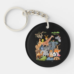 Men Women and Kids Wildlife Zoo Day Party Cute 22  Key Ring