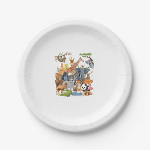 Men Women and Kids Wildlife Zoo Day Party Cute 22  Paper Plate