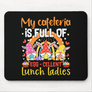 Men Women Easter Bunny Lunch Lady School Cafeteria Mouse Pad