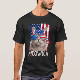 Men Women Funny Cat Lover 4th Of July Meowica Amer T-Shirt