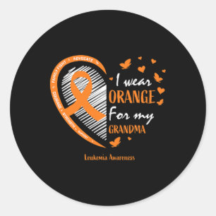 Men Women I Wear Orange For My Grandma Leukaemia A Classic Round Sticker