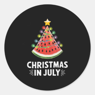 Men Women Kids Christmas In July Watermelon Xmas T Classic Round Sticker
