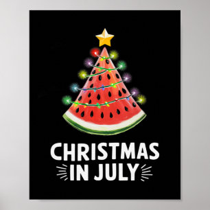 Men Women Kids Christmas In July Watermelon Xmas T Poster