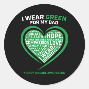 Men Women Kids Gifts Dad Kidney Transplant Disease Classic Round Sticker