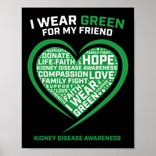 Men Women Kids Green Gifts Friend Kidney Disease A Poster