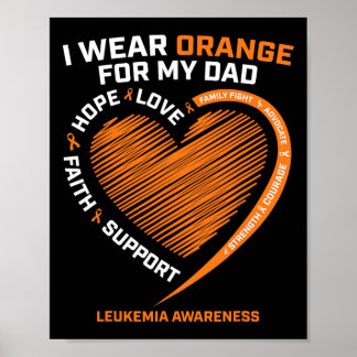 Men Women Kids I Wear Orange For My Dad Leukaemia  Poster