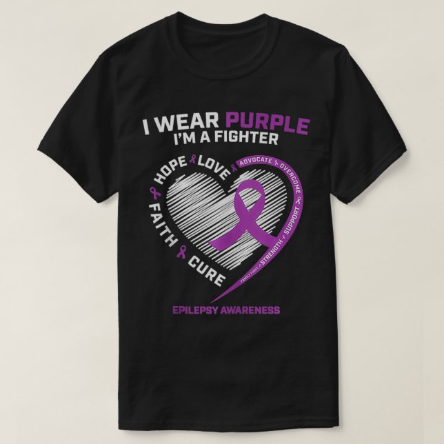 Men Women Kids I Wear Purple Im a Fighter Epilepsy T-Shirt (Design Front)