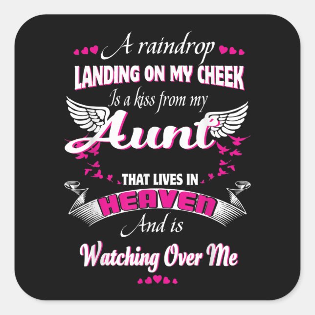 men women loss aunt in loving memorial my aunt in square sticker (Front)