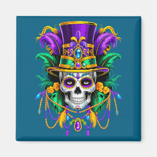 Men Women Mardi Gras Costume Sugar Skull Magnet