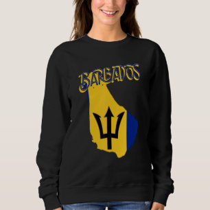 Men Women Proud Barbados Flag Map Barbados Souveni Sweatshirt