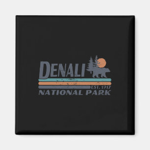Men Women Retro Denali National Park Mountains Hik Magnet