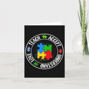 Men Women Teach Love Accept Understand Autism Awar Card