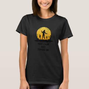 Men Women Zombies Halloween Party Keep Calm And Zo T-Shirt