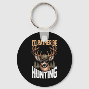Men Youth Id Rather Be Hunting Humor Camo Deer Hun Key Ring