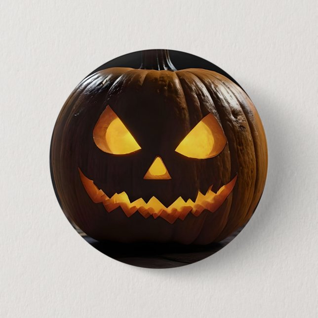 Menacing Halloween Pumpkin, 6 Cm Round Badge (Front)