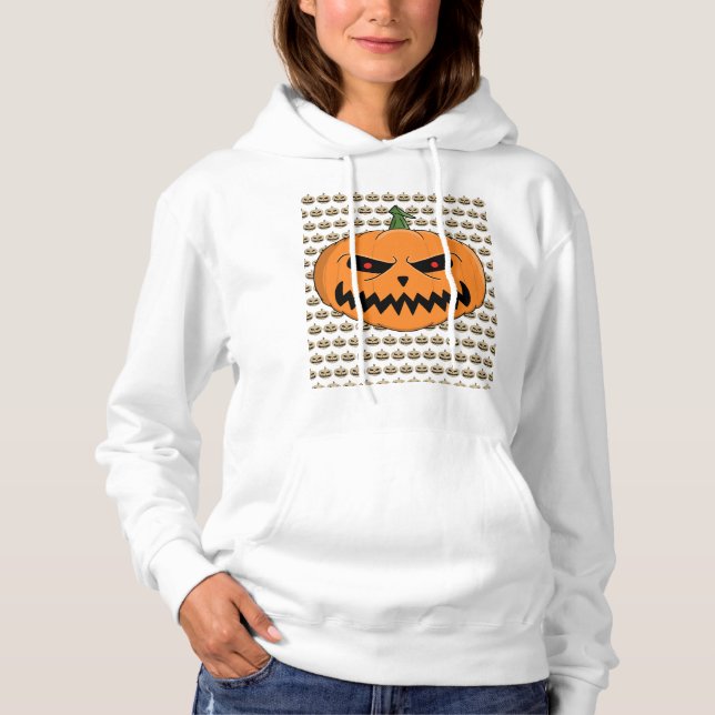 Menacing Jack O'Lantern Halloween Hoodie (Front)