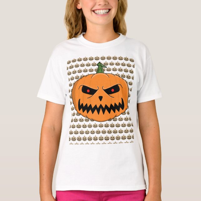 Menacing Jack O'Lantern Halloween T-Shirt (Front)