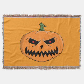 Menacing Jack O'Lantern Halloween Throw Blanket
