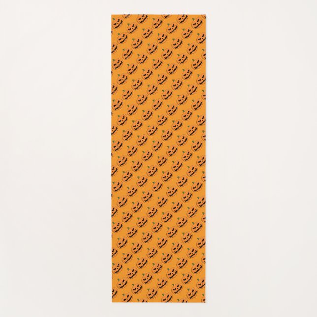 Menacing Jack O'Lantern Halloween Yoga Mat (Front)