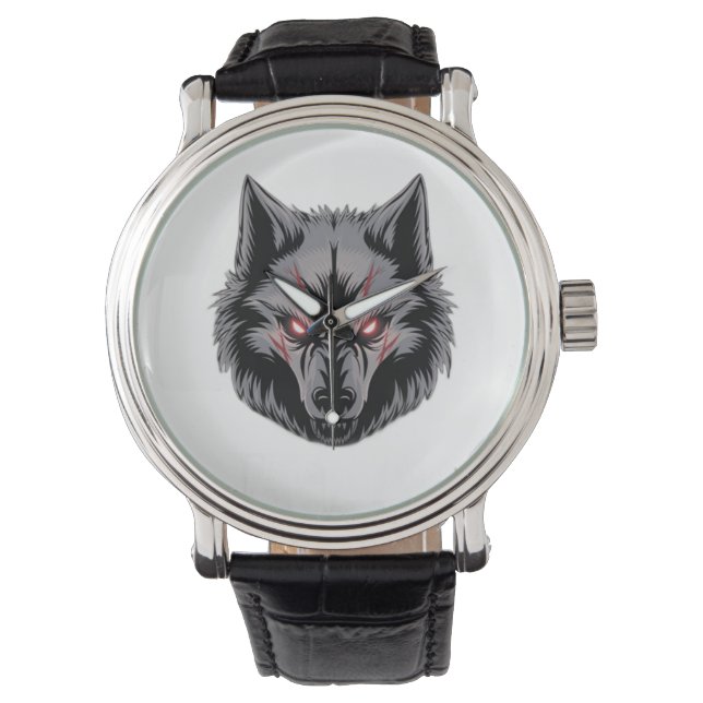 Menacing Wolf with Glowing Red Eyes Watch (Front)