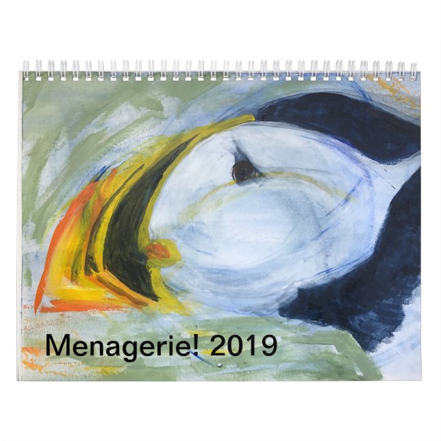 Menagerie! 2019 Calendar-original animal artwork Calendar (Cover)