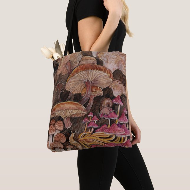 Menagerie of Mushrooms Tote Bag (Close Up)